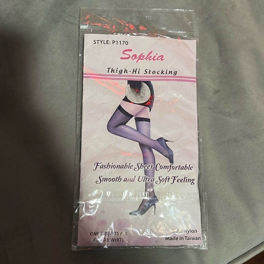 White Thigh Hi Stockings BRAND NEW in Packaging - One Size Fits All